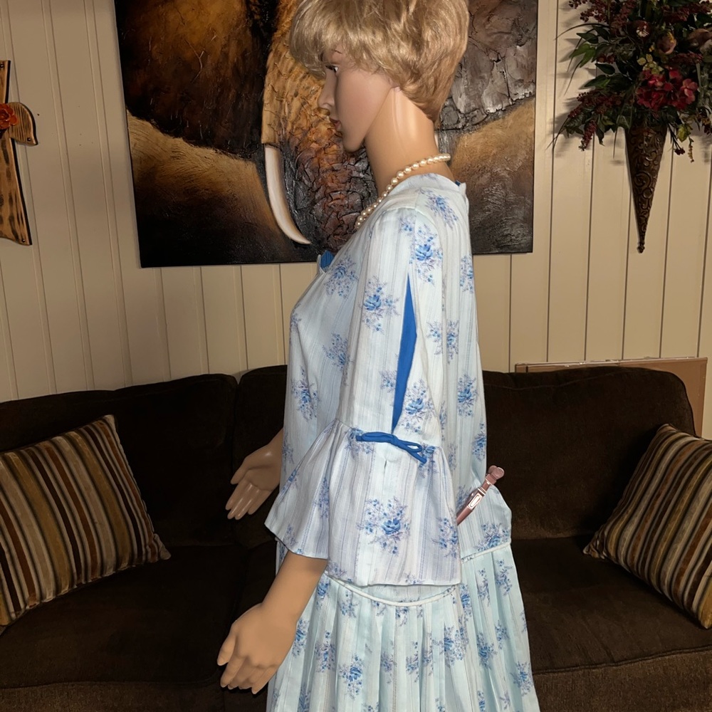 Katerina Originals ~ 2 X-Large ~ Vintage (70’s) ~ Blue Floral ~ Boho Maxi Dress - Picture 11 of 16